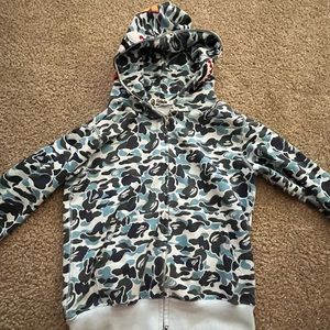 Blue bape hoodie full zip
